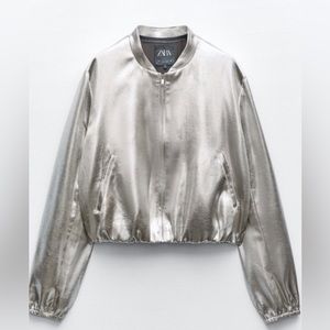 Zara Silver Metallic Bomber Jacket BSB concert